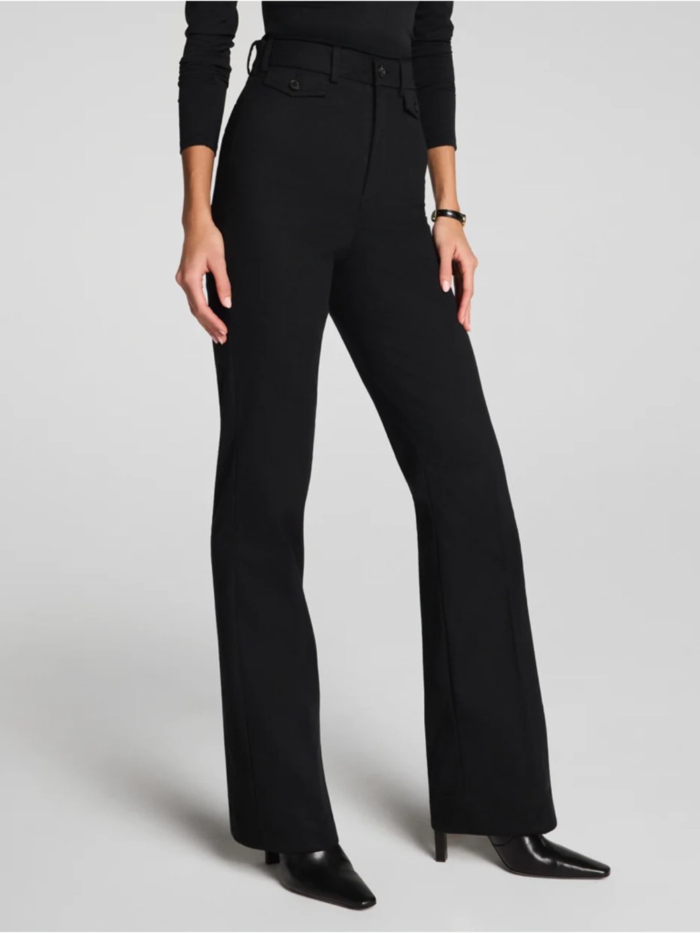 Spanx Supersmooth Stretch Twill Easy Flare Pant Black XS NWT High Rise